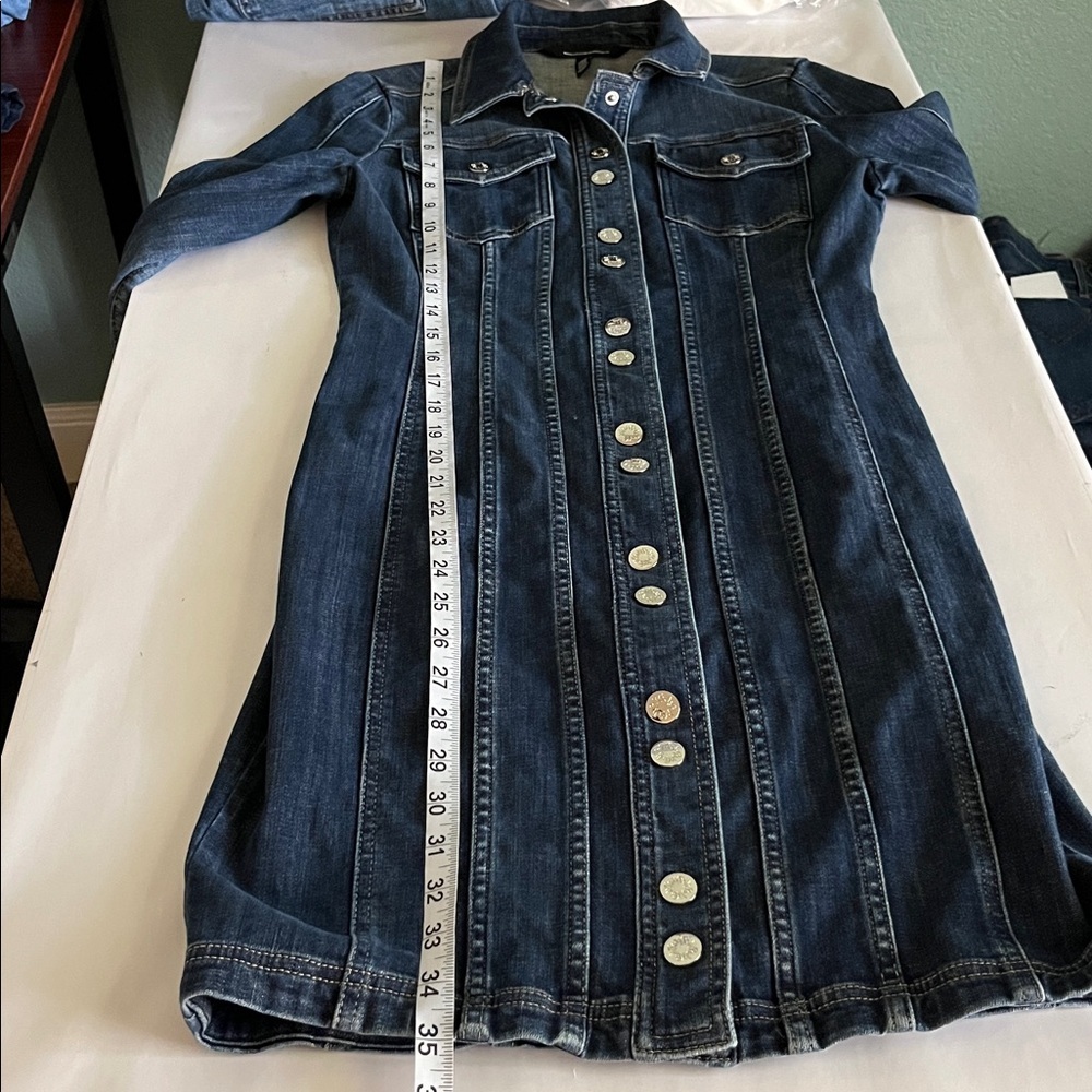 White House Black Market Snap Up Denim Midi Skirt Size 2 - Picture 10 of 16